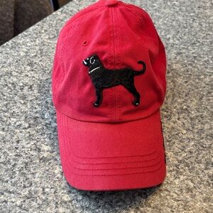 Women’s Red “Black Dog” Cap with Black Embroidery, Purchased on Nantucket!